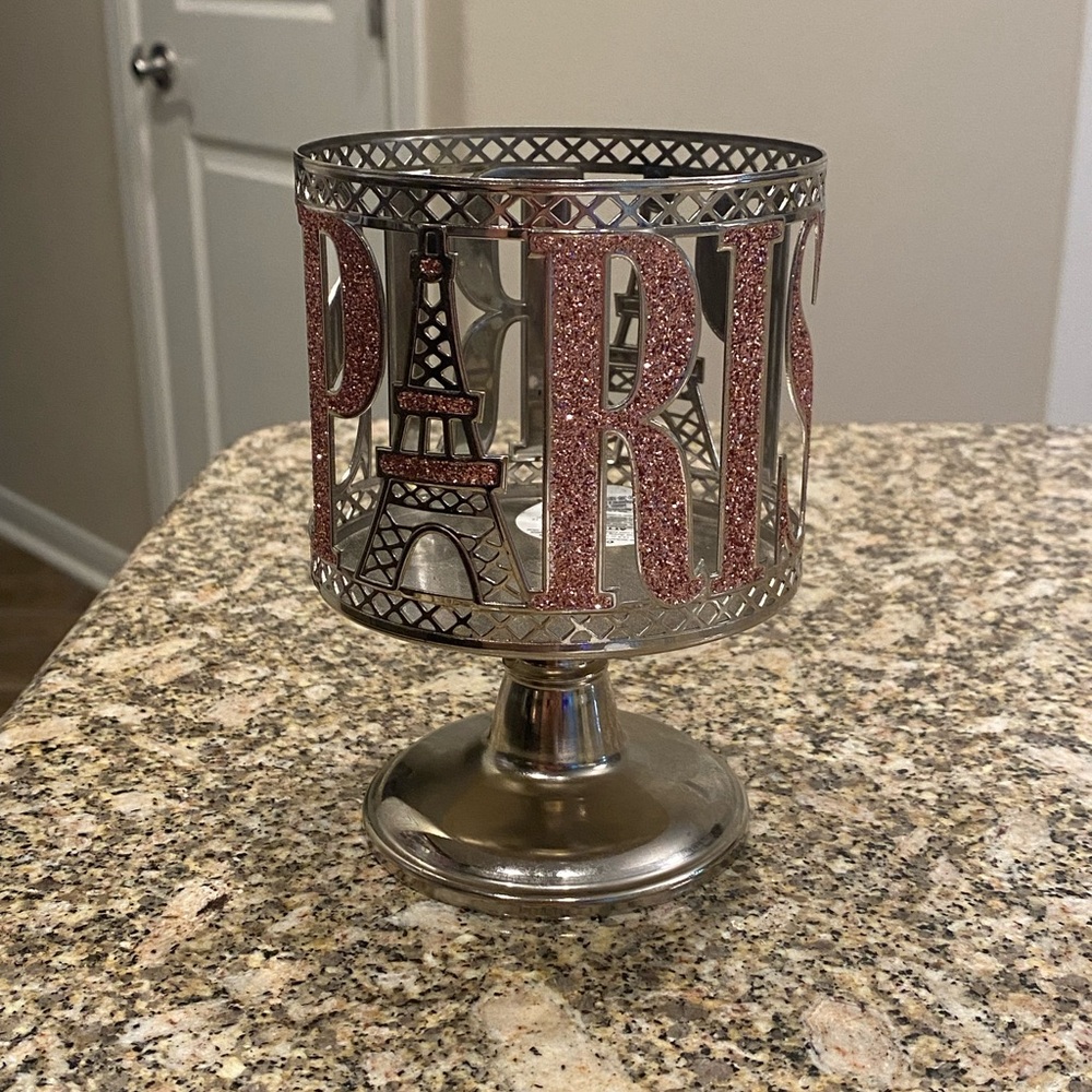 Paris Themed Candle Holder with Pink Accents